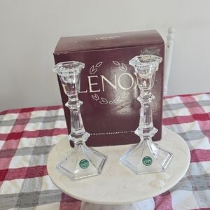 Lenox Set Of 2 Decor Crystal Chandelier Candlesticks 8" Tall Made In USA